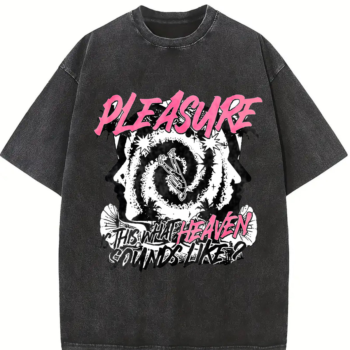 Pleasure Heart Graphic Vintage Washed T-Shirt in Black