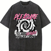Pleasure Heart Graphic Vintage Washed T-Shirt in Black