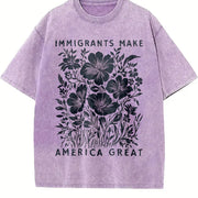 Immigrants Make America Great Anti-ICE and Batik vintage washed oversized T-shirt in Purple