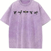 Fantasy Dragon Silhouettes vintage washed oversized T-shirt in Purple