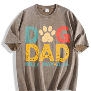 Personalized Dog Dad with Dog Names Vintage Washed T-Shirt in Brown