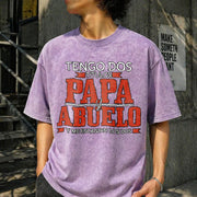 Tengo Dos Titulos Papa Abuelo Spanish Father's Day Vintage Washed T-Shirt in Purple
