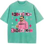 I'm Not a Regular Mom I'm a Sandler Mom vintage washed oversized T-shirt in Blue