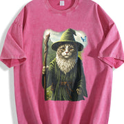 Catdalf Wizard 90s ® Vintage Washed T-Shirt in Red