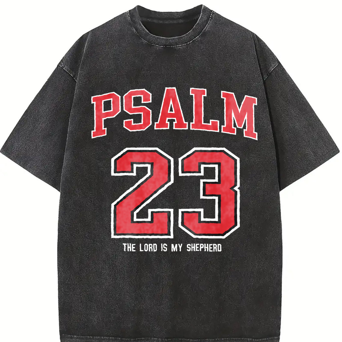 PSALM 23 Christian Gifts And t-shir vintage washed oversized T-shirt in Black