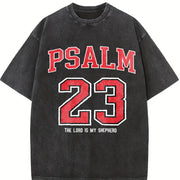 PSALM 23 Christian Gifts And t-shir vintage washed oversized T-shirt in Black
