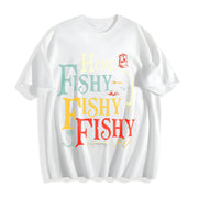 Here Fishy Fishy Cotton T-Shirt in White