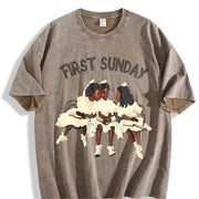 Children First Sunday Christian vintage washed oversized T-shirt in Brown