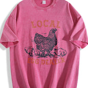 Local Egg Dealer Chicken vintage washed oversized T-shirt in Red
