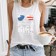 All American Girl Women's Color Cotton Tank Top in White
