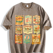 Stars Hollow Connecticut Stamp Lukes Diner Gilmore Girls Vintage Washed T-Shirt in Brown