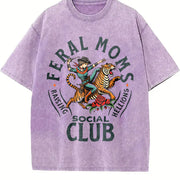 Feral Moms Social Club Vintage Washed T-Shirt in Purple