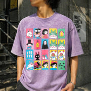 Studio Ghibli Hayao Miyazaki Studio Ghibli No Face Ghibli Vintage Washed T-Shirt in Purple