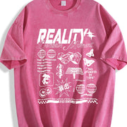 Pure Retro Blouse for Attire Vintage Washed T-Shirt in Red