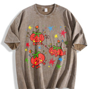 Cute Tomato Party Batik Brand Vintage Washed T-Shirt in Brown