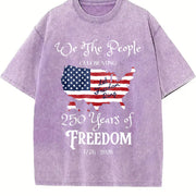America 250 Years of Freedom Vintage Washed T-Shirt in Purple
