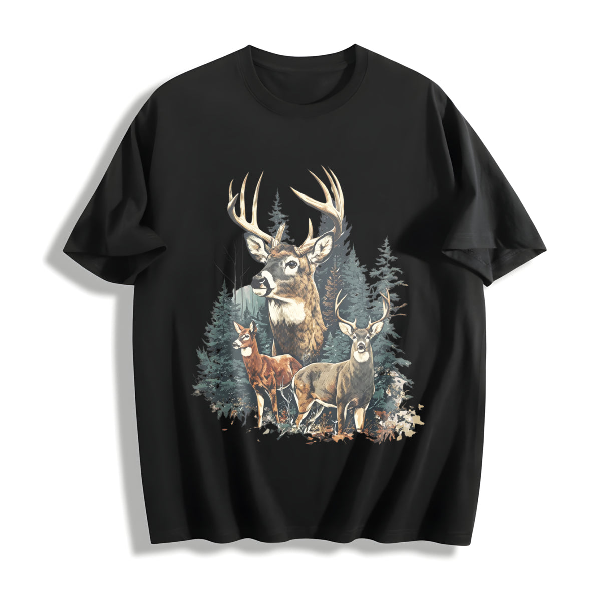 Deer Retro 90s Western Cute Country Hunting Season Country Cotton T-Shirt in Black