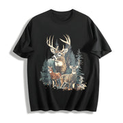 Deer Retro 90s Western Cute Country Hunting Season Country Cotton T-Shirt in Black