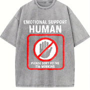 Human Slogan Sleeveless Tank Vintage Washed T-Shirt in Gray