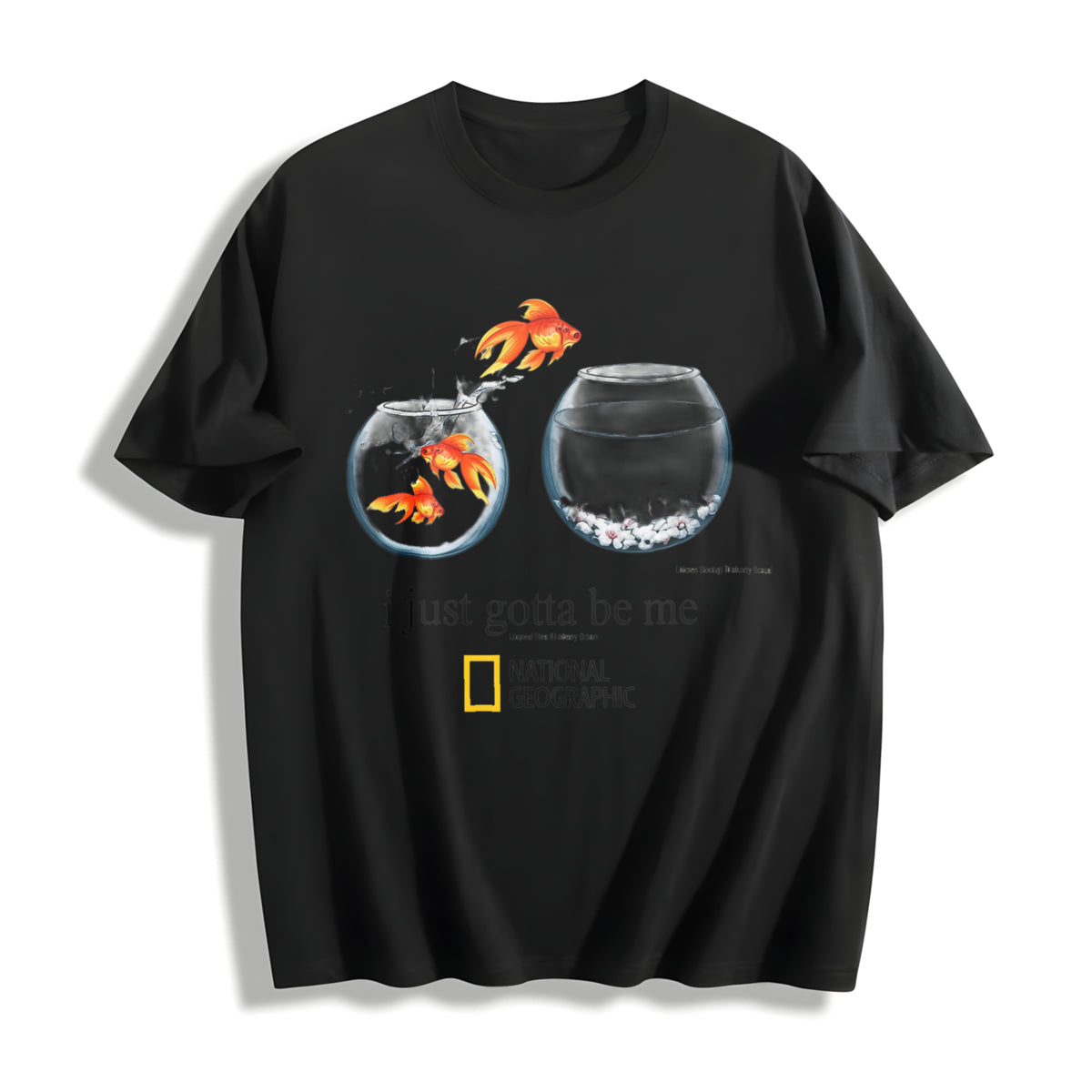 I Just Gotta Be Me Goldfish Cotton T-Shirt in Black