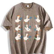 Goose Pickleball Player Vintage Washed T-Shirt in Brown
