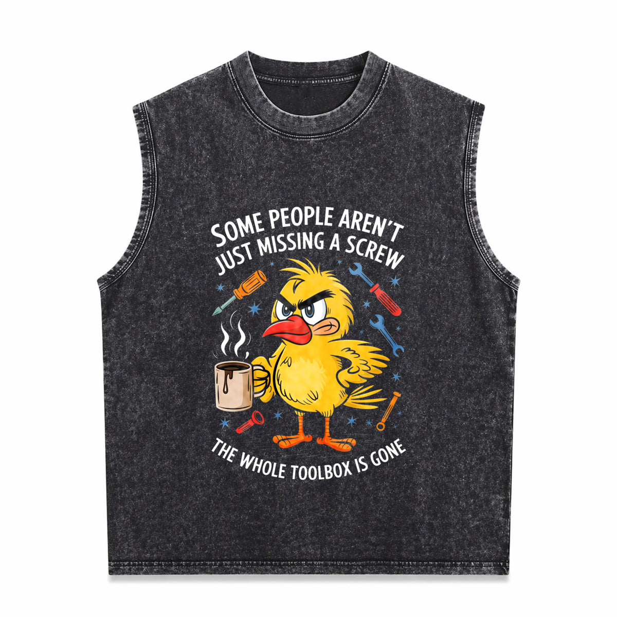 Some People Aren't Just Missing a Screw Vintage Washed Tank Top in Black