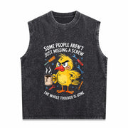 Some People Aren't Just Missing a Screw Vintage Washed Tank Top in Black