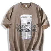 Wsj Money Talks We Translate Vintage Washed T-Shirt in Brown