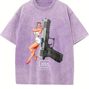Glock Perfection Pin-up Girl Vintage Washed T-Shirt in Purple