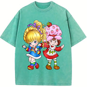 Strawberry Shortcake Friend 80s Cartoon Characters vintage washed oversized T-shirt in Blue