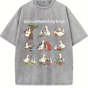 Outnumbered by Boys Goose Vintage Washed T-Shirt in Gray