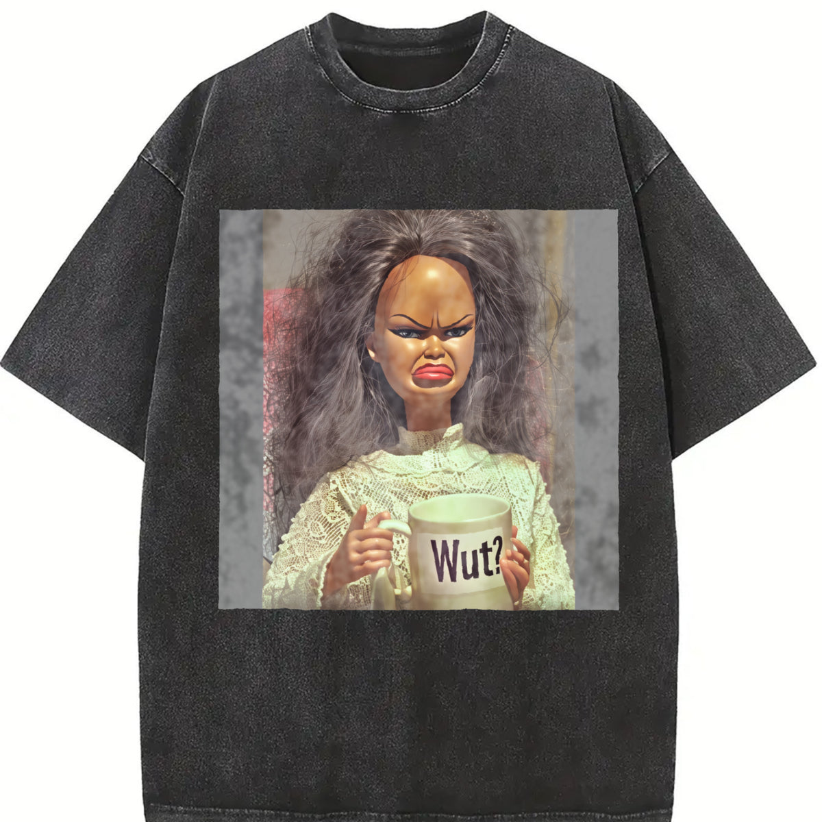 Wut Mug Angry Doll Vintage Washed T-Shirt in Black
