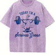 Today I'm a Serious Goose Weightlifting Vintage Washed T-Shirt in Purple