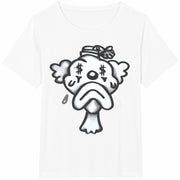 Cartoon Money Eyes Crying Duck Cotton T-Shirt in White