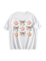 Coquette Baseball Mom Cotton T-Shirt in White