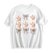 Coquette Baseball Mom Cotton T-Shirt in White