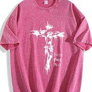 Faith Over Fear Vintage Washed T-Shirt in Red