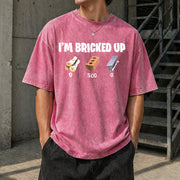 I'm Bricked Up Meme Vintage Washed T-Shirt in Red