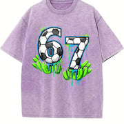 67 Soccer Vintage Washed T-Shirt in Purple