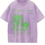 Spider Plant Chlorophytum Comosum Vintage Washed T-Shirt in Purple