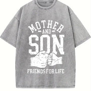 Mother and Son Friends for Life Vintage Washed T-Shirt in Gray