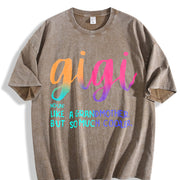 5% Elastane Gigi Alphabet Fit vintage washed oversized T-shirt in Brown
