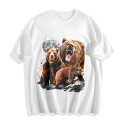 Bears and Moon Cotton T-Shirt in White