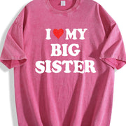 Heart I Love My Big Sister vintage washed oversized T-shirt in Red