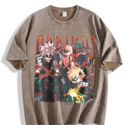 Limited Bakugo Katsuki Vintage Washed T-Shirt in Brown