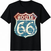 ROUTE US 66 Highway Sign Cotton T-Shirt in Black