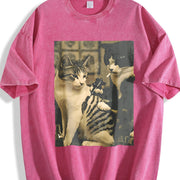 Heavy 90s Retro Y2K Blouse for Work Vintage Washed T-Shirt in Red