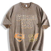 Chicago 23 Basketball Vintage Washed T-Shirt in Brown