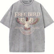 Free Bird Old School Band vintage washed oversized T-shirt in Gray