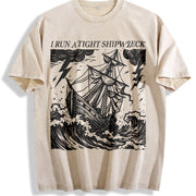 I Run a Tight Shipwreck Vintage Washed T-Shirt in Beige